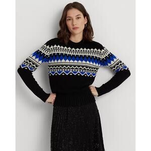 Lauren Ralph Lauren Fair Isle Sweater Pullover Boxy Chunky Knit Retro Grandpa XS